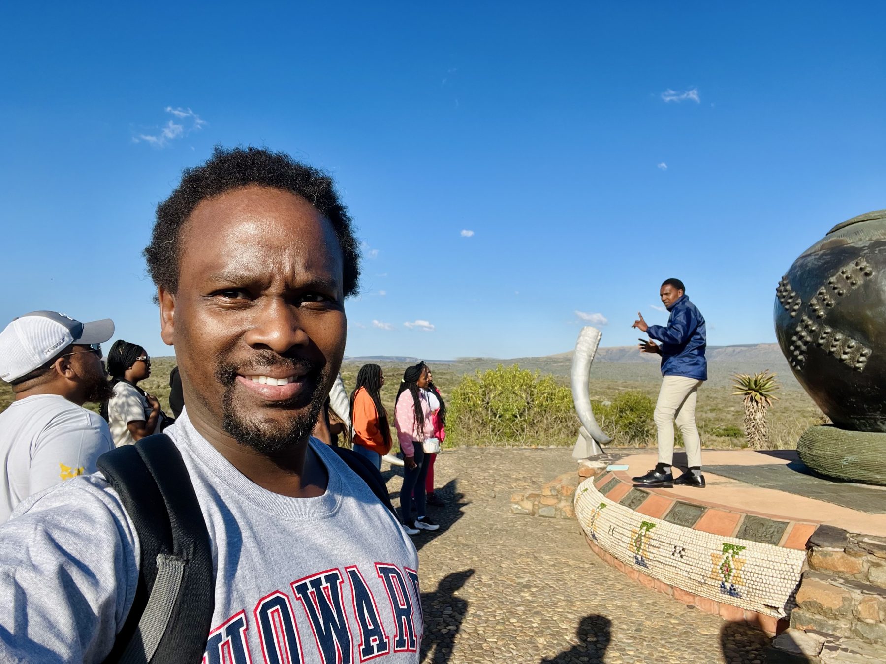 A study abroad group at a heritage site in South Africa